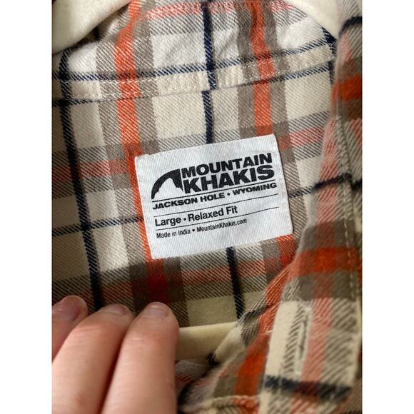 Men's Mountain Khakis Orange Checked Button Down Sz L - Picture 3 of 3